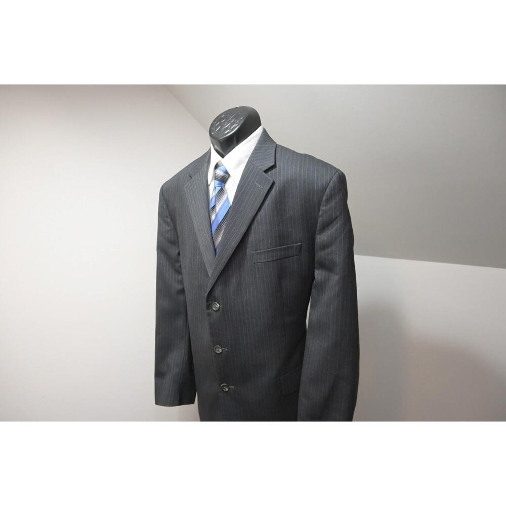 Chaps Ralph Lauren 100% Wool Striped 2 Piece Suit Pants Jacket Mens 38 x 31 46 L